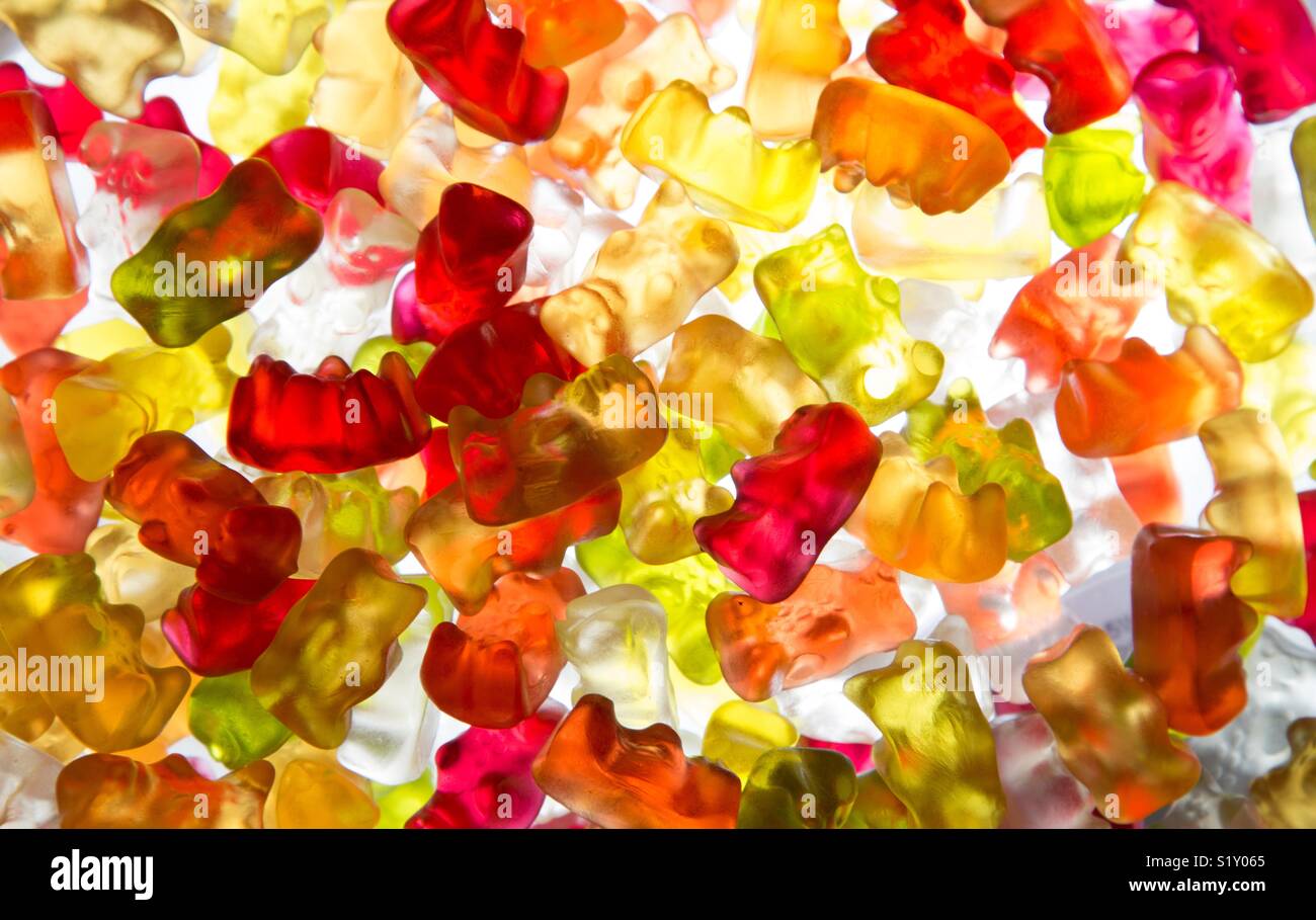 Lots of  Colorful mix gummy bears Stock Photo