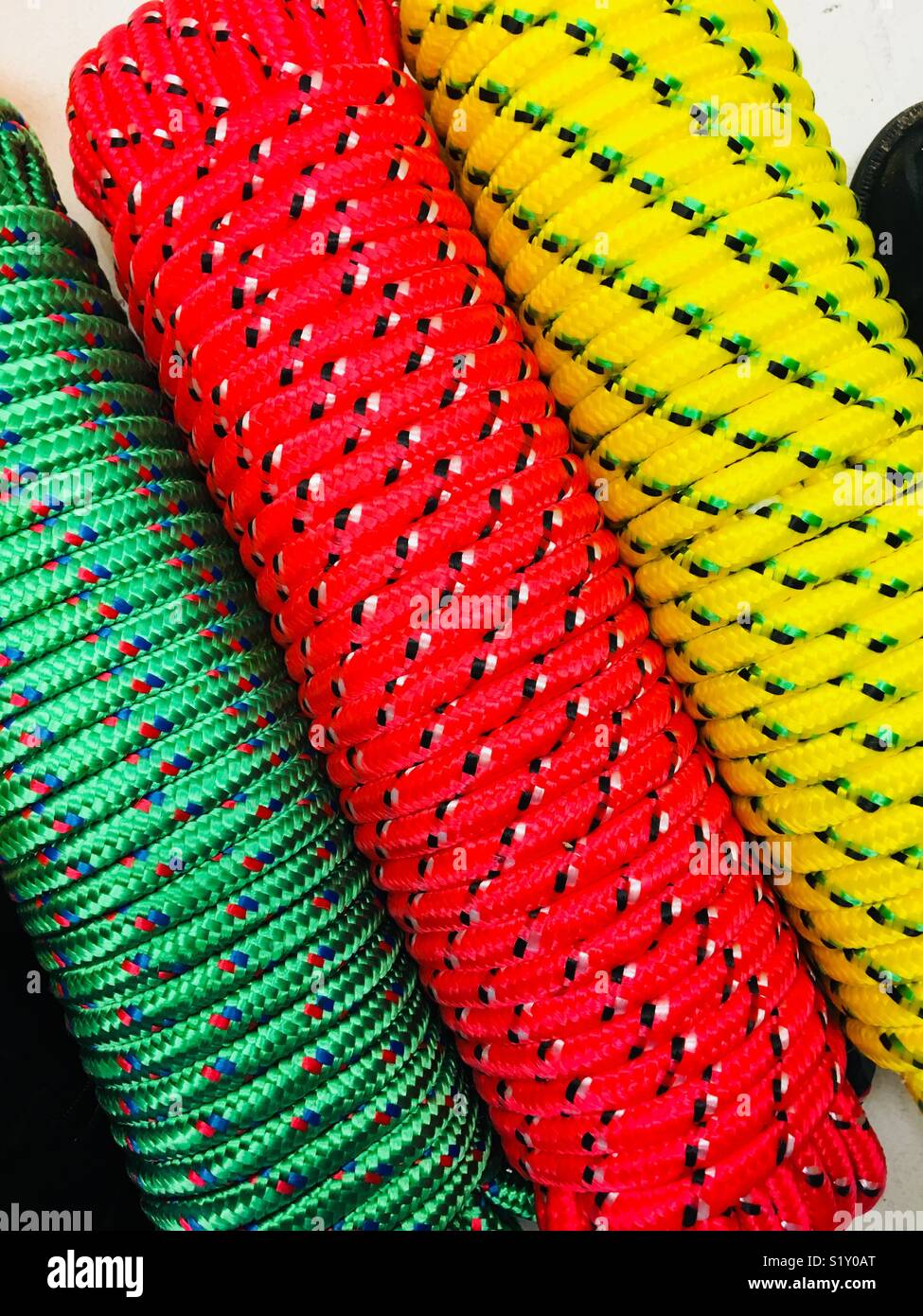 Close up of brightly coloured rope Stock Photo