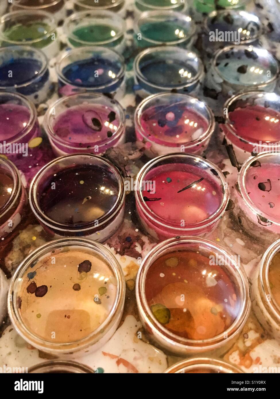 Pods of watercolour paint. - Smartphone Captured Stock Image