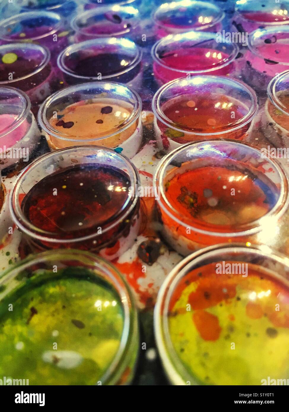 Close-up of pods of watercolour paint. - Smartphone Captured Stock Image