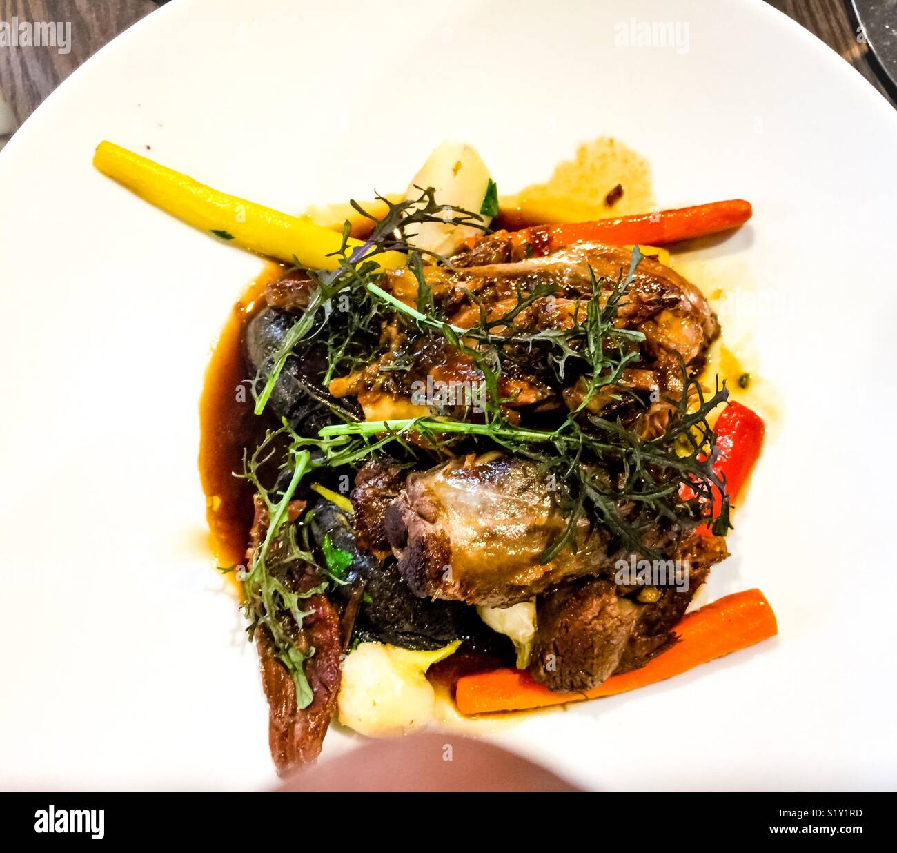 Food: lamb with seasonal veggies - Smartphone Captured Stock Image