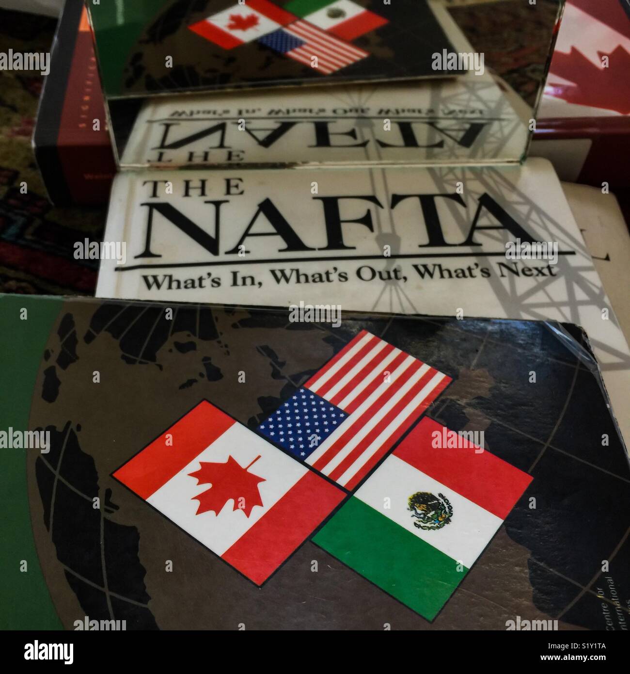 Reflecting on NAFTA. Conceptual. Past. Present. Future? Literal. Metaphorical. Globalization. North American.Trilateral. Template - Smartphone Captured Stock Image