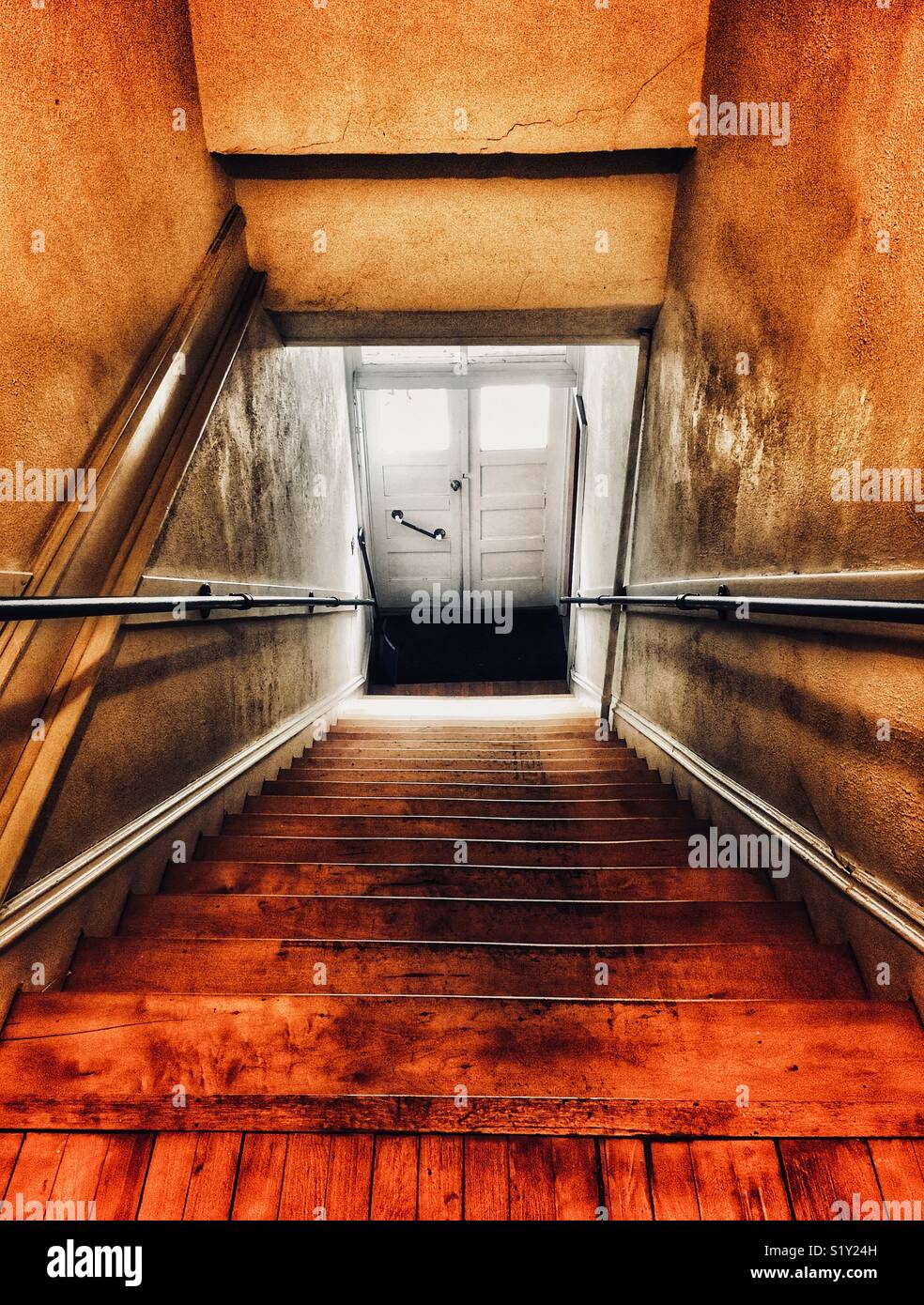 Looking from the top of a reportedly haunted staircases - Smartphone Captured Stock Image