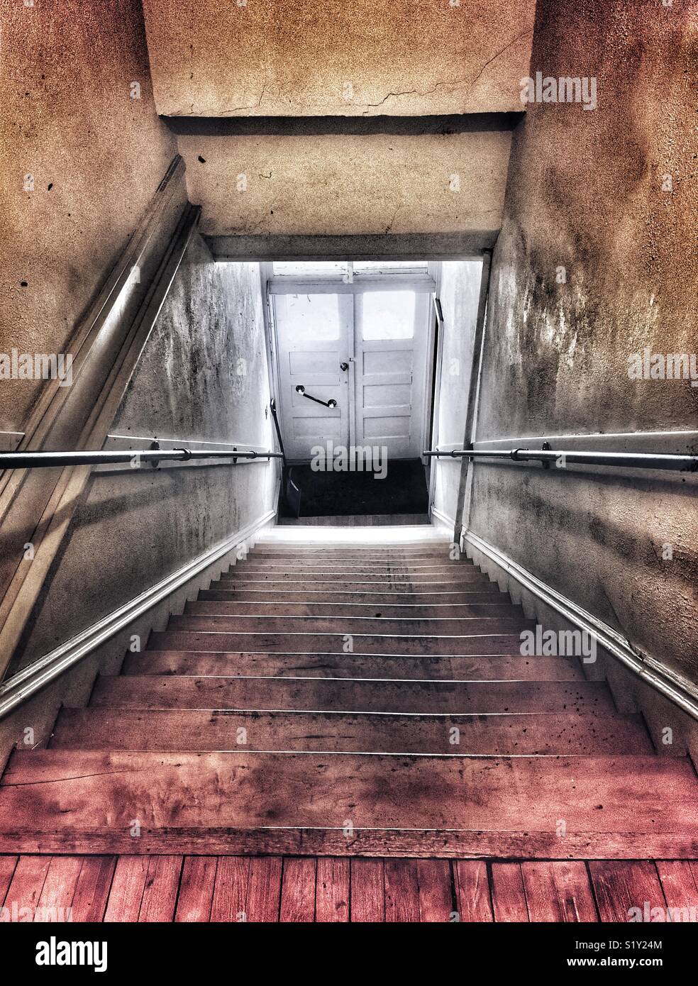Looking from the top of a reportedly haunted staircases - Smartphone Captured Stock Image