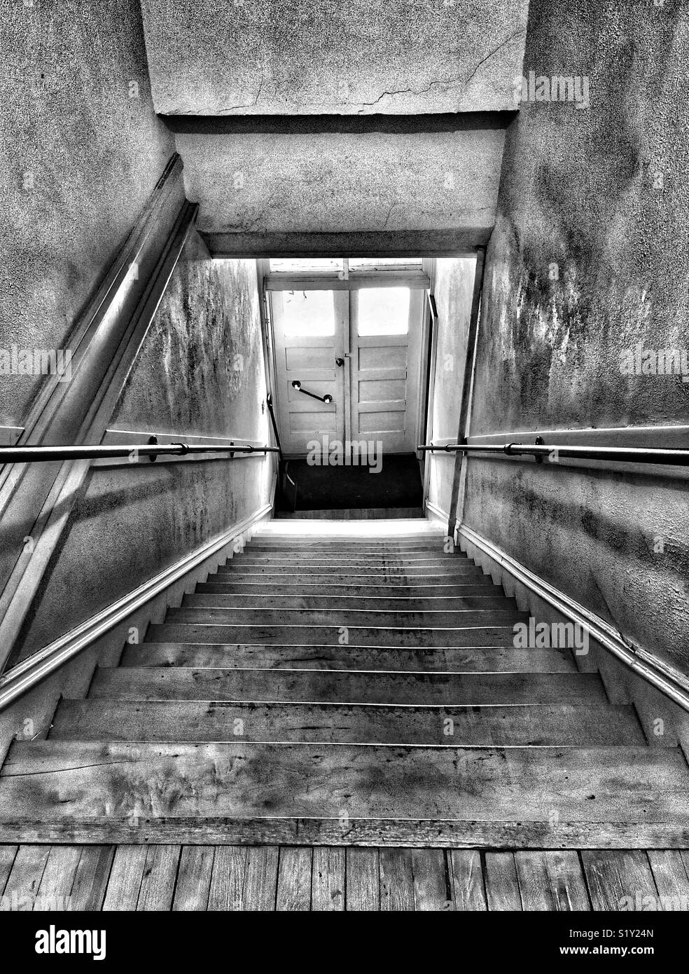 Looking from the top of a reportedly haunted staircases - Smartphone Captured Stock Image