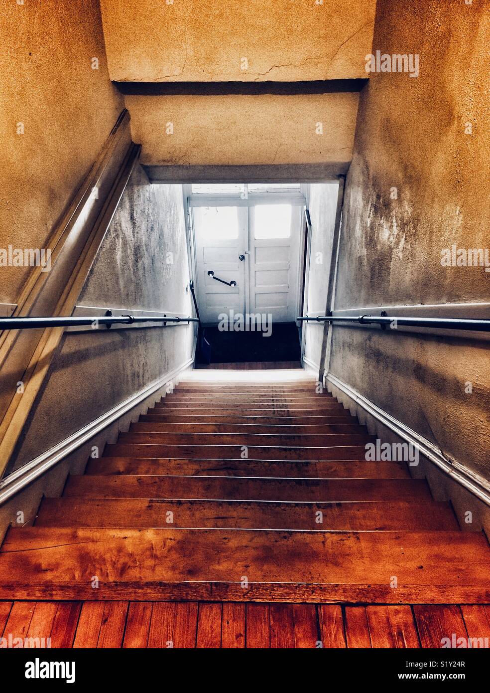 Looking from the top of a reportedly haunted staircases - Smartphone Captured Stock Image