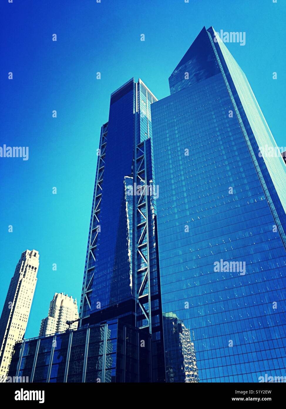 Newly completed 3 And 4 World trade center buildings at Ground Zero, New York City, USA - Smartphone Captured Stock Image