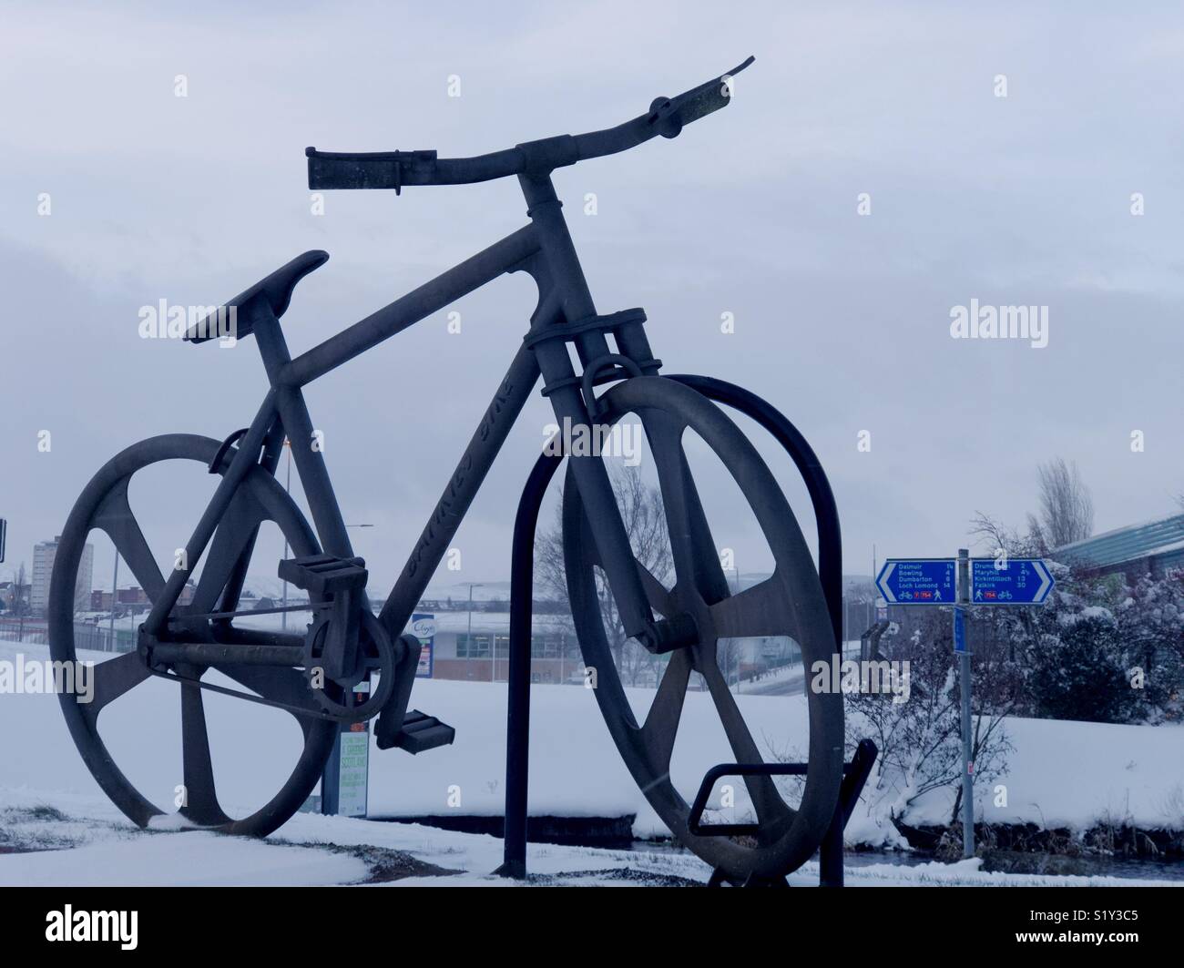 Bankies bike on the Forth and Clyde canal in Clydebank. - Smartphone Captured Stock Image