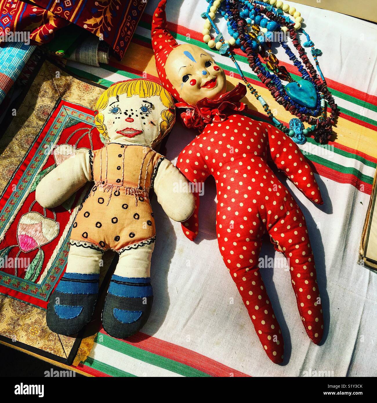 Creepy dolls at the flea market Stock Photo Alamy