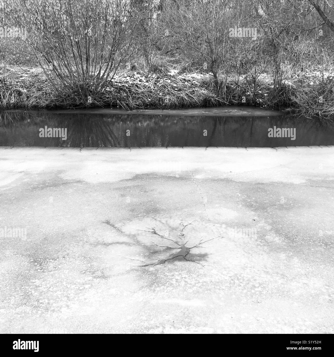 Ice on a river on a cold day - Smartphone Captured Stock Image