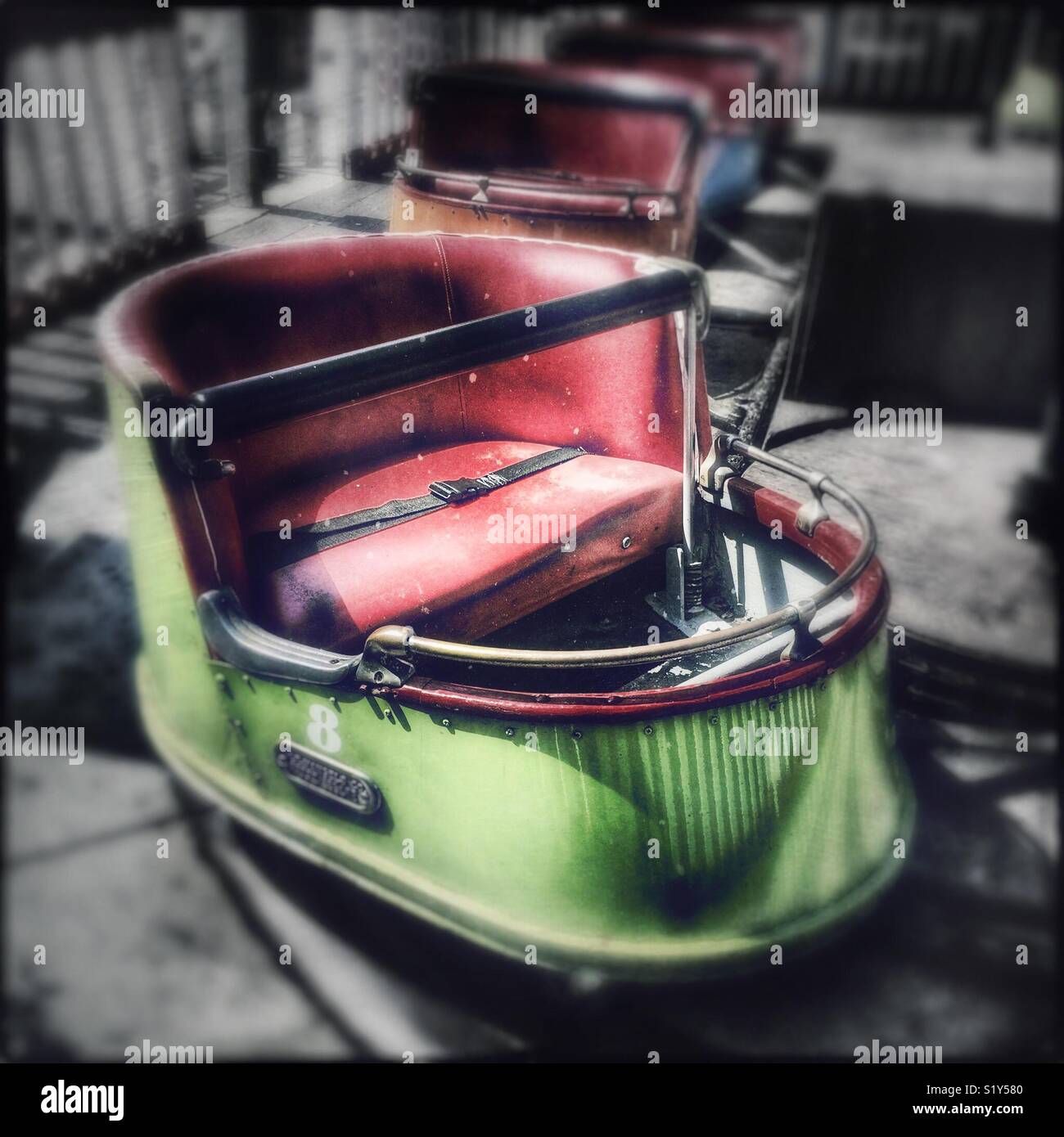 Colorful amusement park kiddie ride - Smartphone Captured Stock Image
