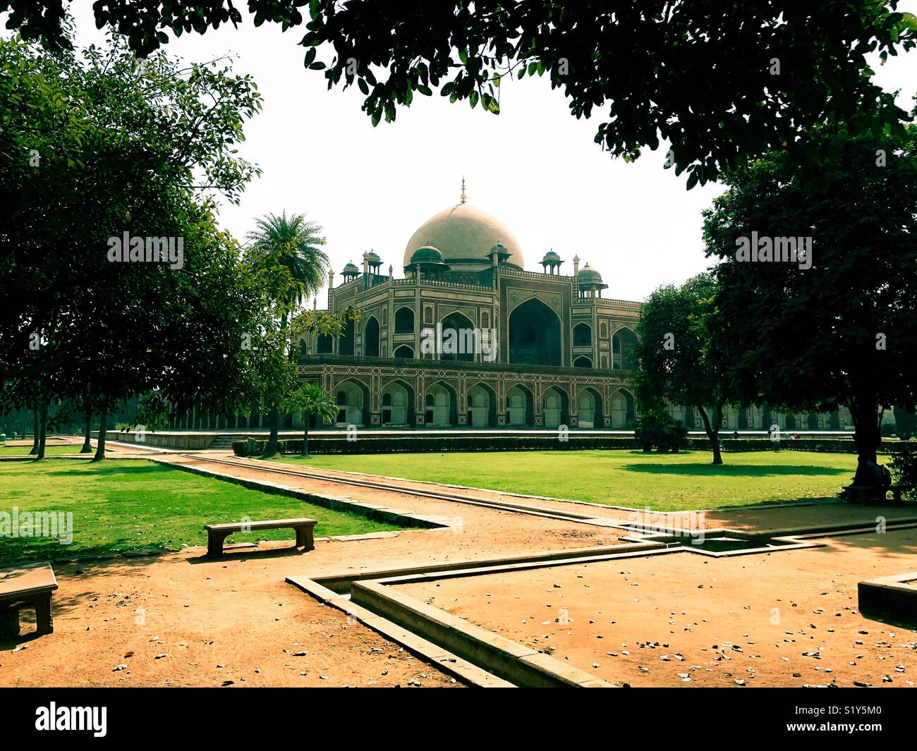 HUMAYUN'S TOMB-Humayun's tomb is the tomb of the Mughal Emperor Humayun in Delhi, India. The tomb was commissioned by Humayun's first wife and chief consort, Empress Bega Begum, in 1569-70, Stock Photo