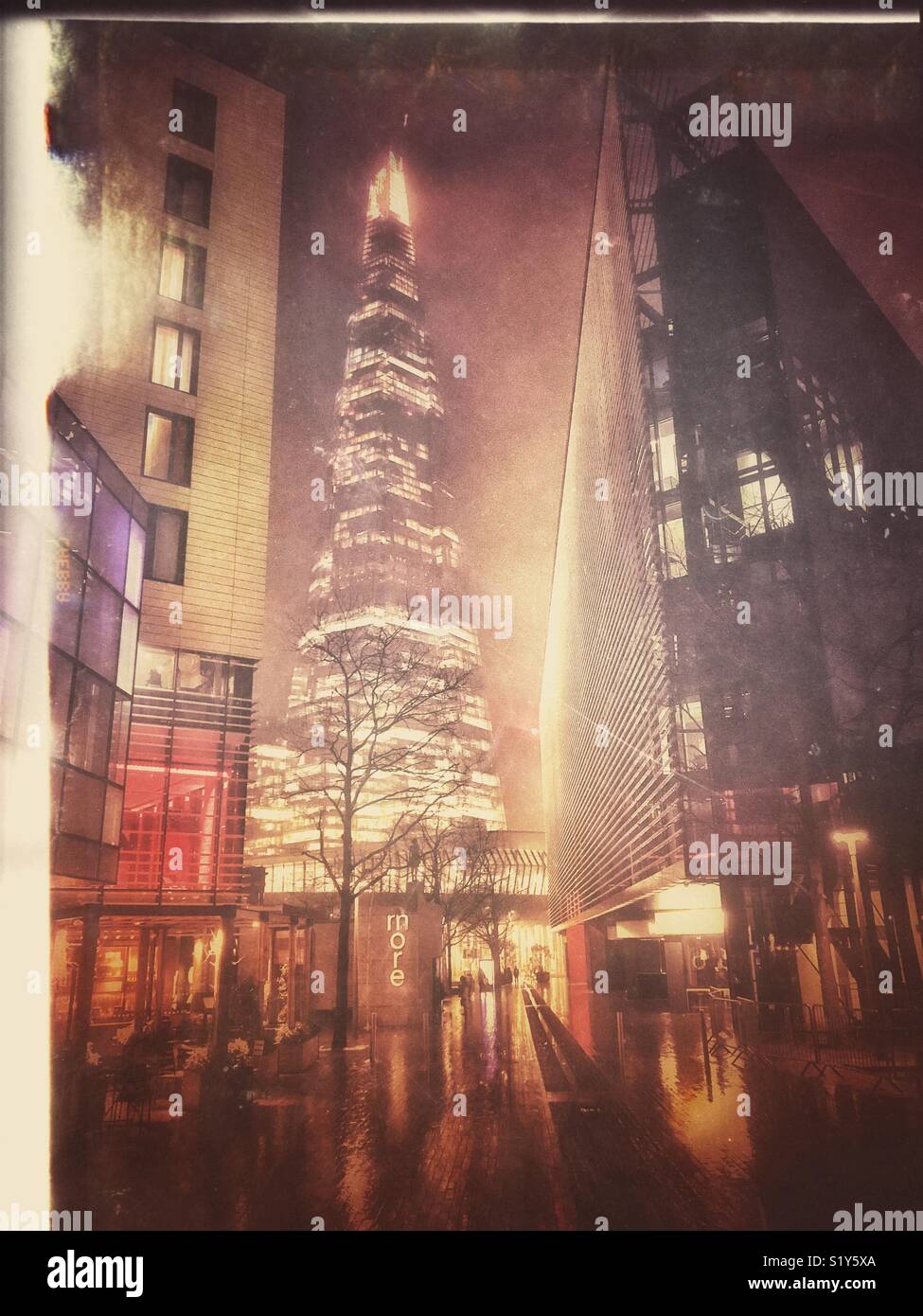 The Shard building in London at night - Smartphone Captured Stock Image
