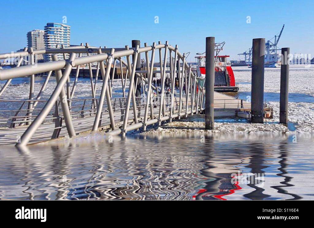 Port of  Hamburg in the Winter - Smartphone Captured Stock Image