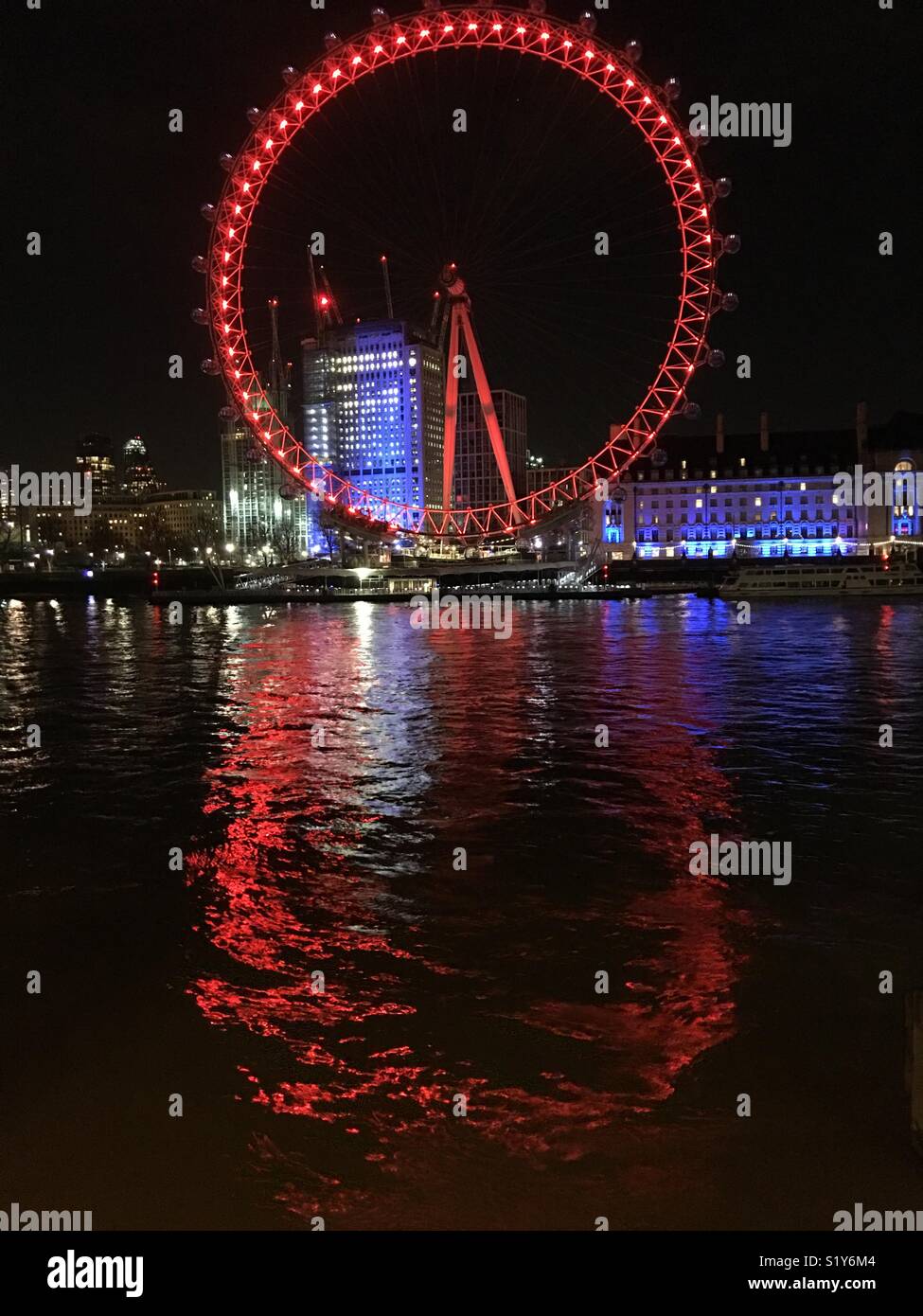 The London eye at night - Smartphone Captured Stock Image