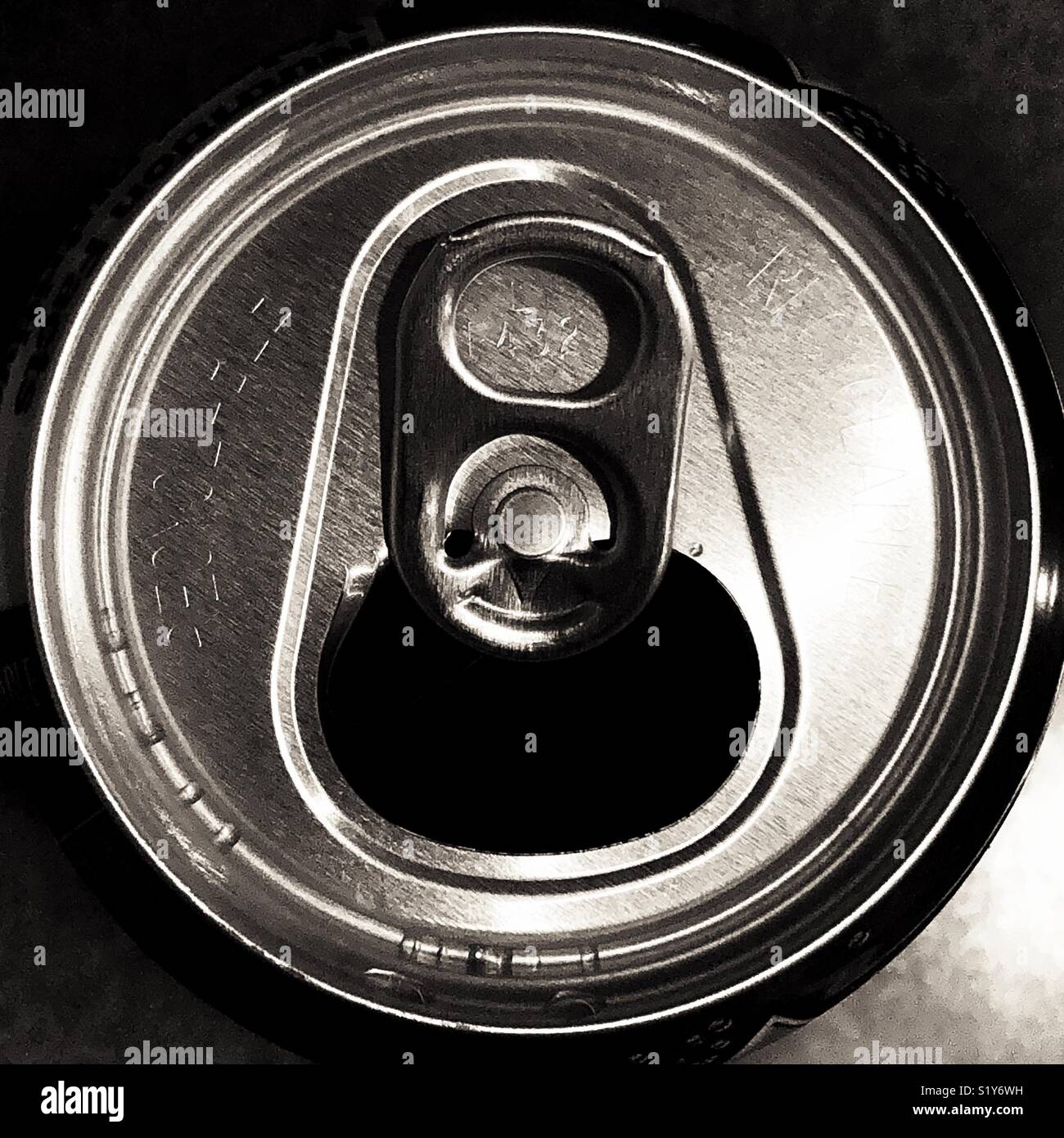 Top view of opened aluminum soda can - Smartphone Captured Stock Image