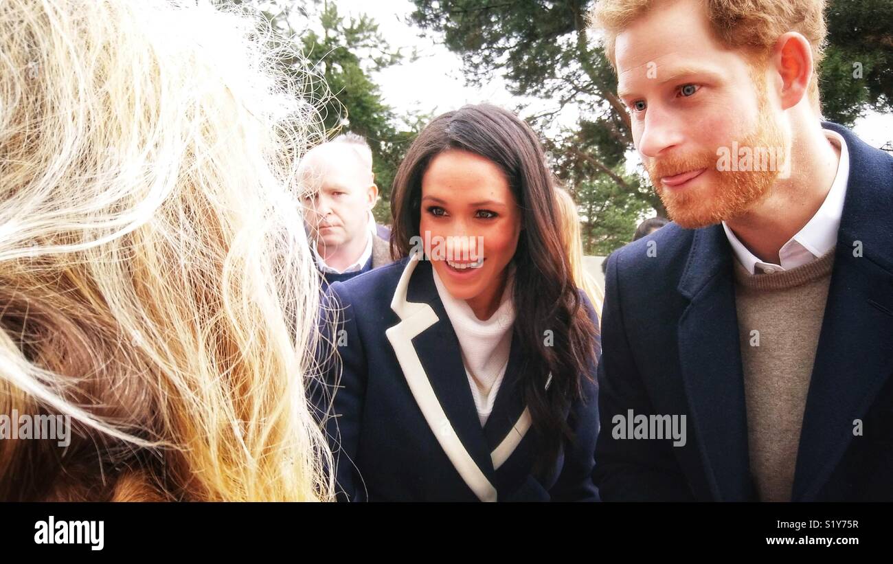 Prince Harry and Meghan Markle meet the public at Millennium Point in Birmingham - Smartphone Captured Stock Image