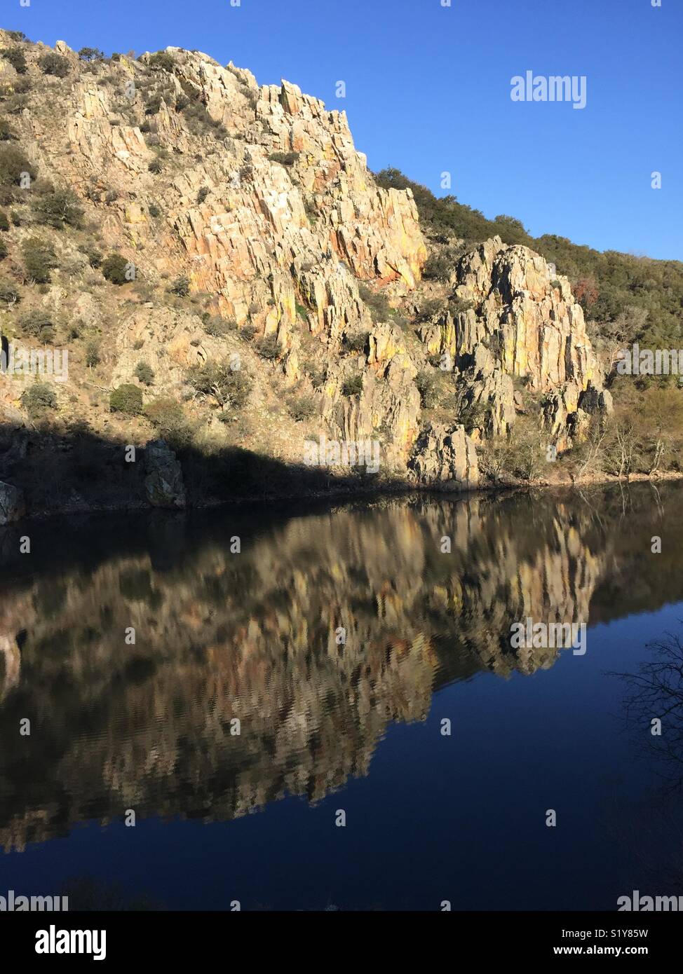 Rocky outface in Extremadura, Spain. Stock Photo