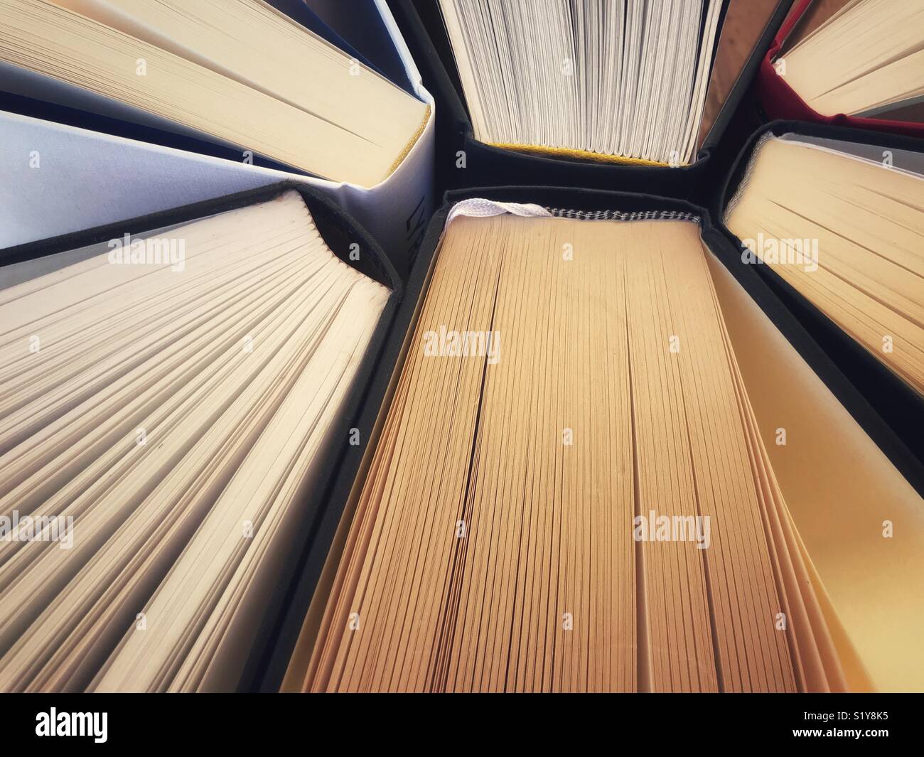 Hardback books, high angle view - Smartphone Captured Stock Image