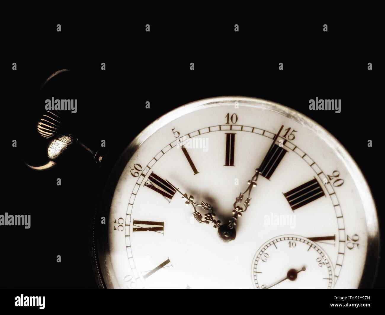 Monochromatic close-up of an old watch - Smartphone Captured Stock Image