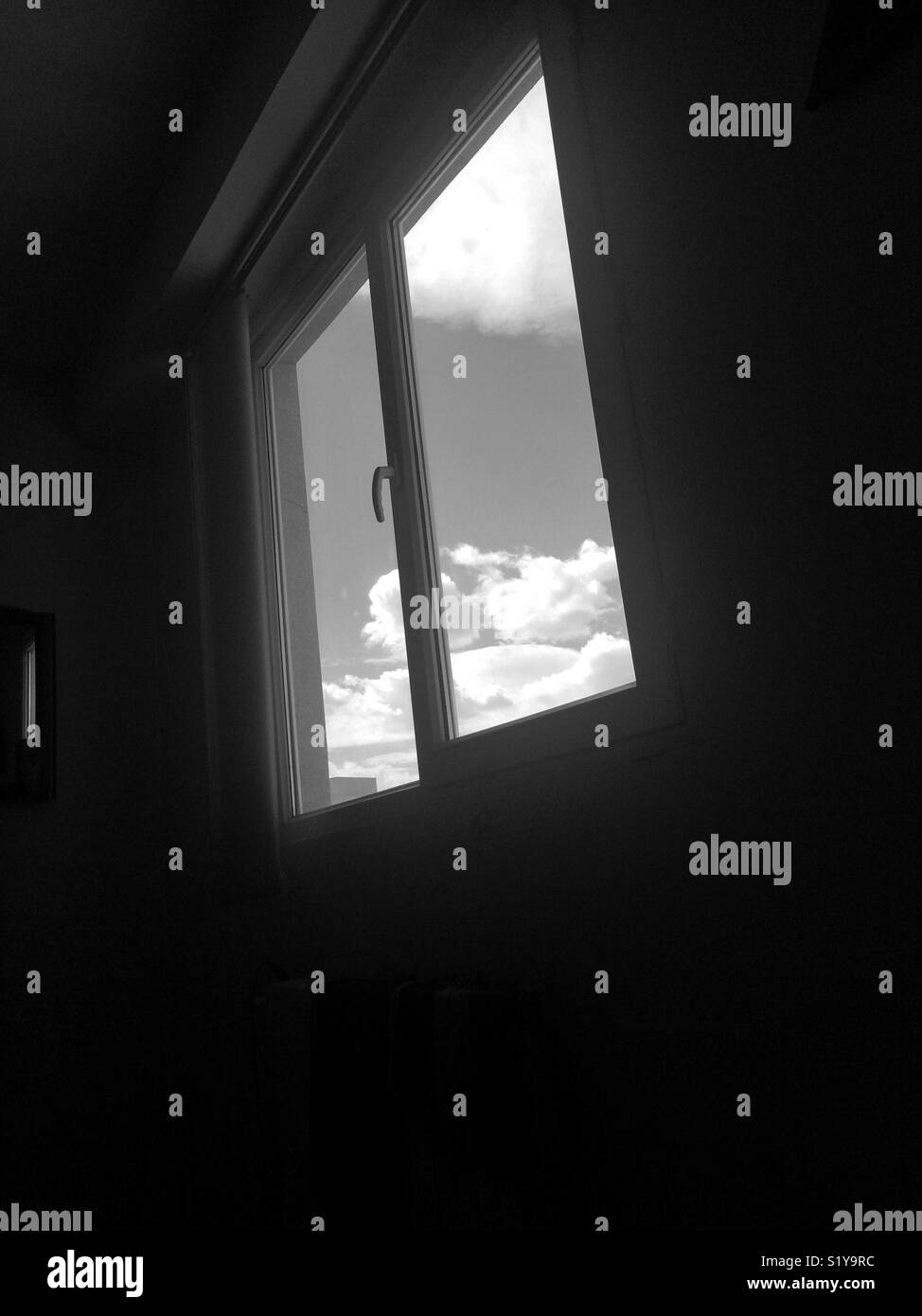 View from window to sky . Stock Photo