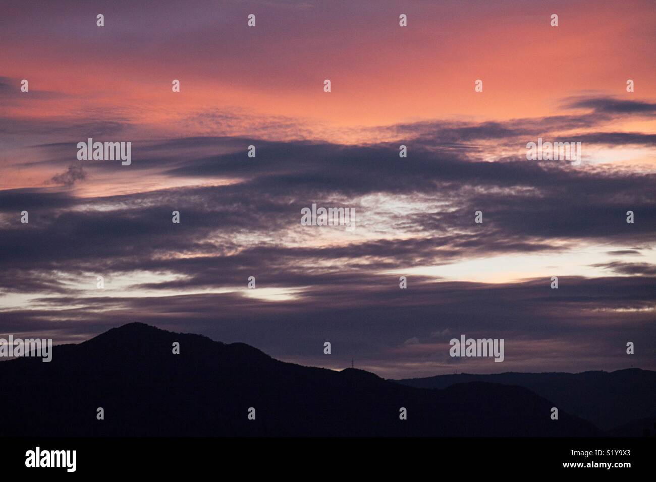 Sundown in Caracas. Beautiful scenic twilight in Venezuela - Smartphone Captured Stock Image