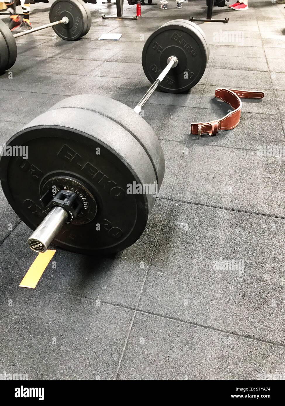 Crossfit weight on the floor Stock Photo Alamy