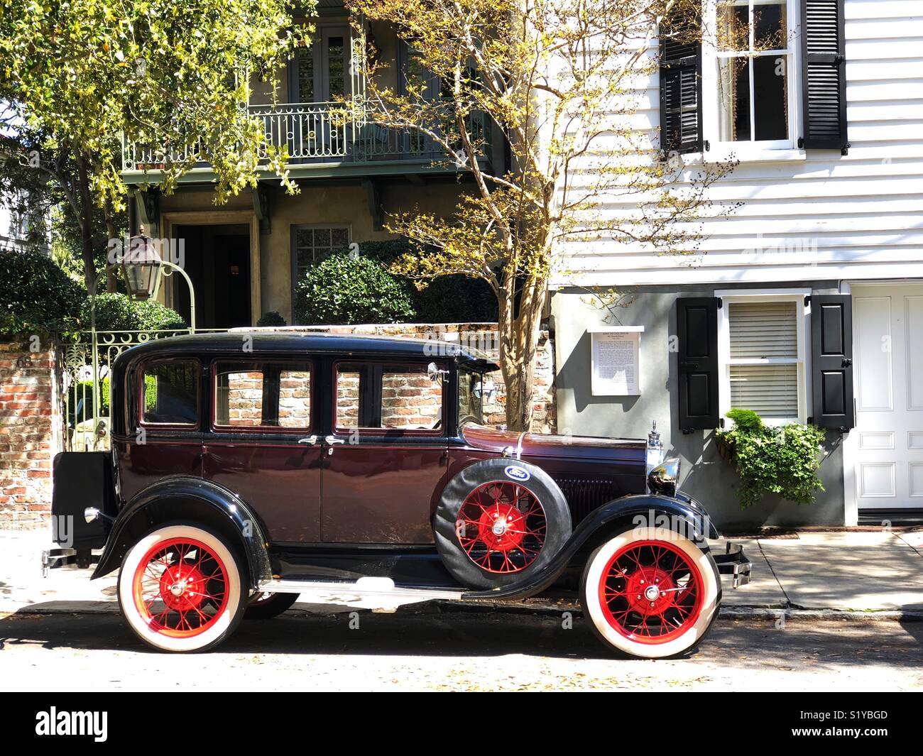 Old car downtown Charleston Stock Photo Alamy