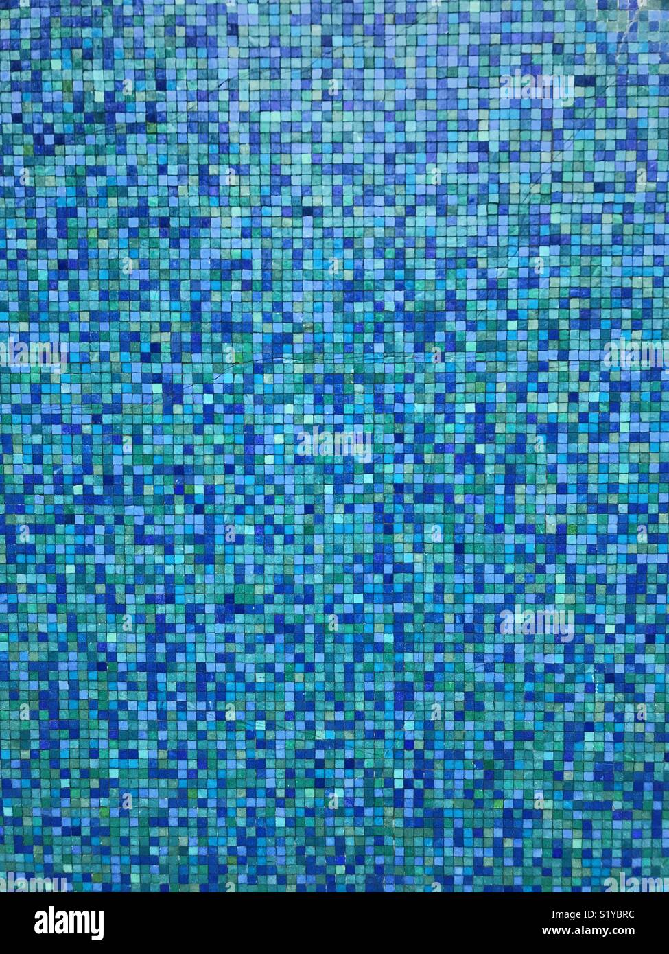 Blue mid-century modern tiled wall Stock Photo
