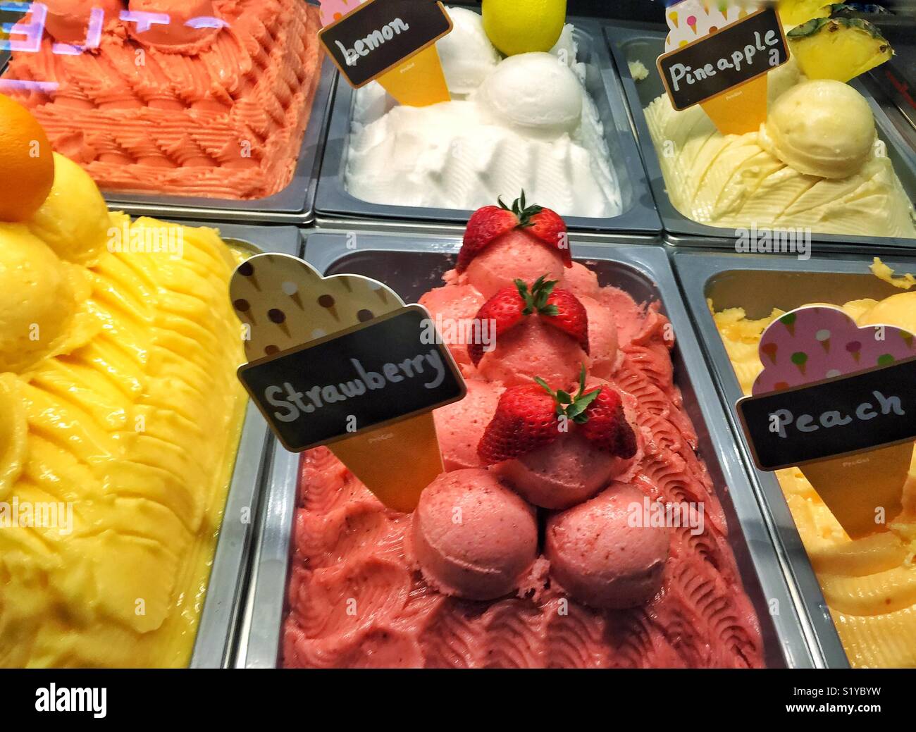 Colorful display of  gelato in Venetian hotel in Las Vegas - Smartphone Captured Stock Image