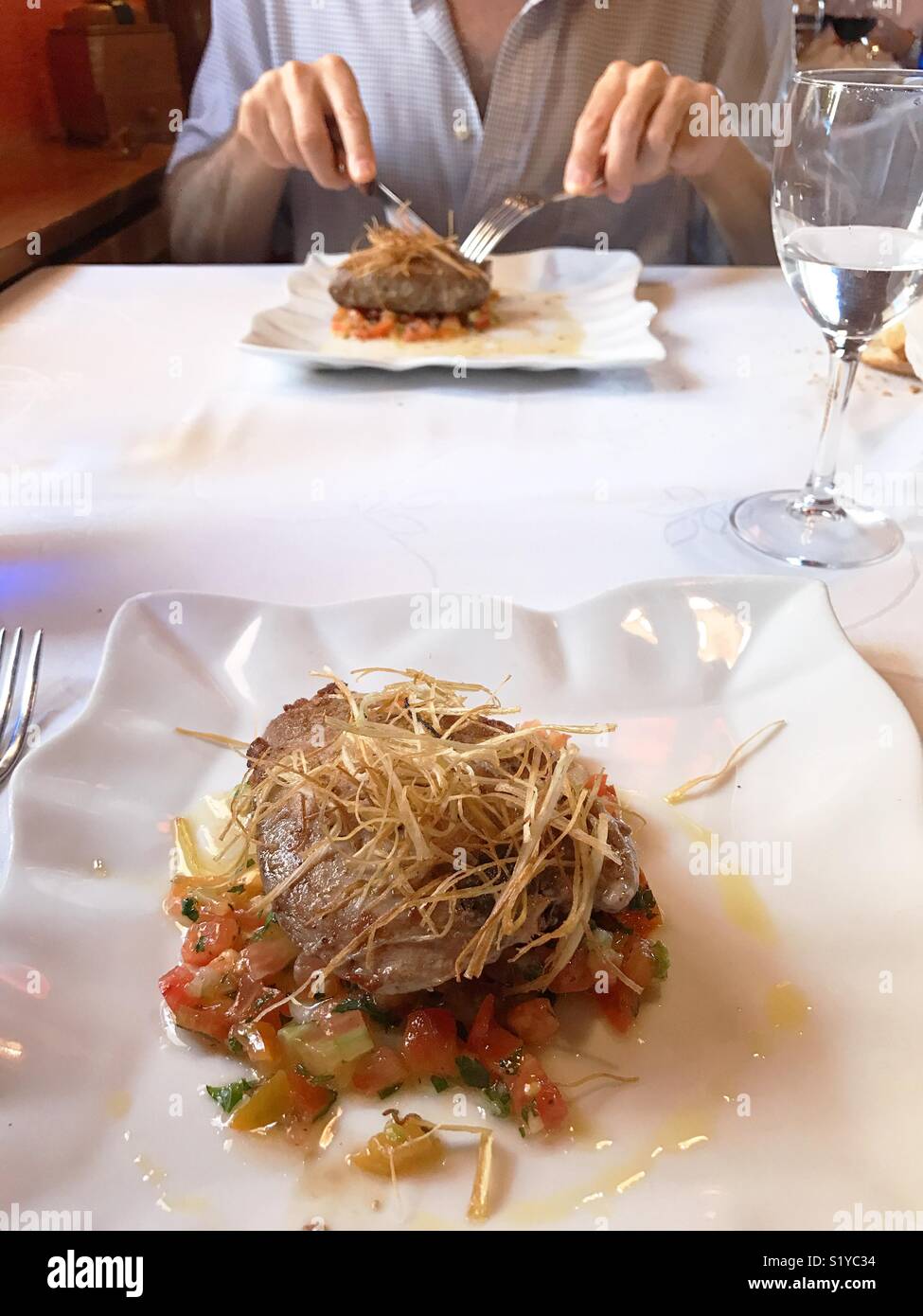 Tuna loin serving in a restaurant. - Smartphone Captured Stock Image