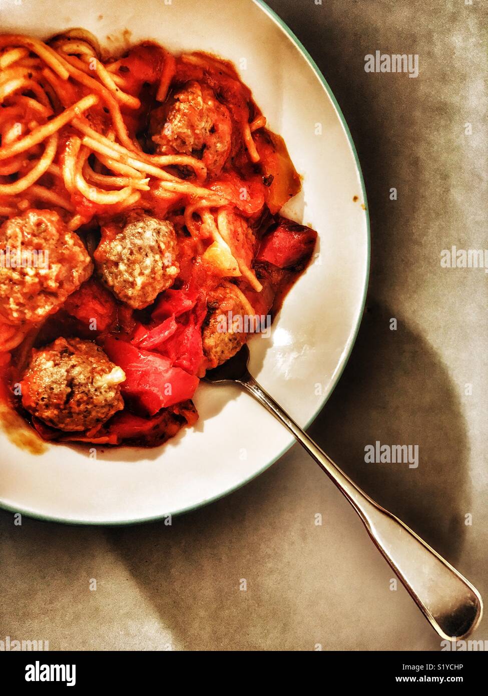 Meatballs and spaghetti - Smartphone Captured Stock Image