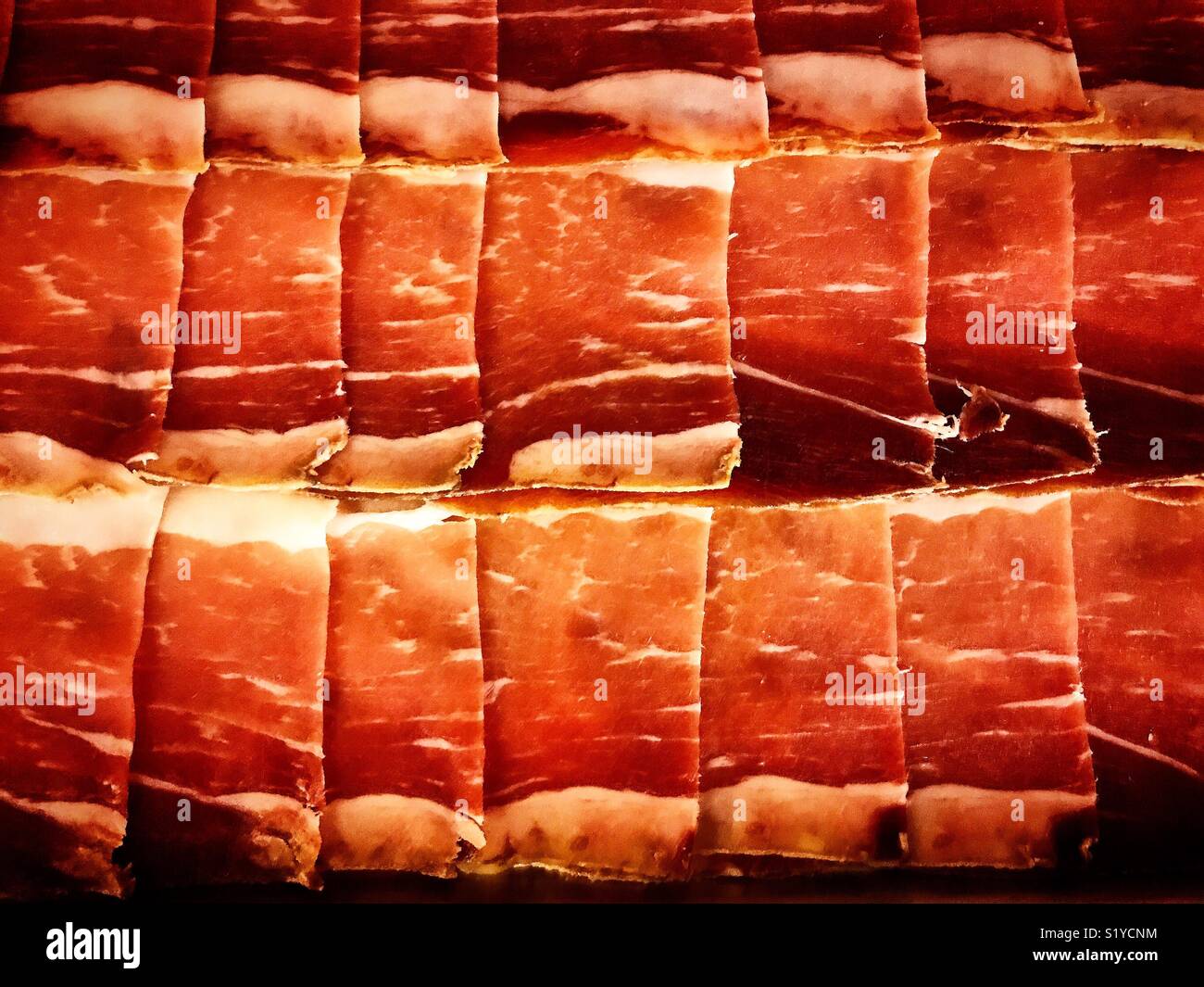 Iberian ham in a restaurant in Andalusia, Spain - Smartphone Captured Stock Image