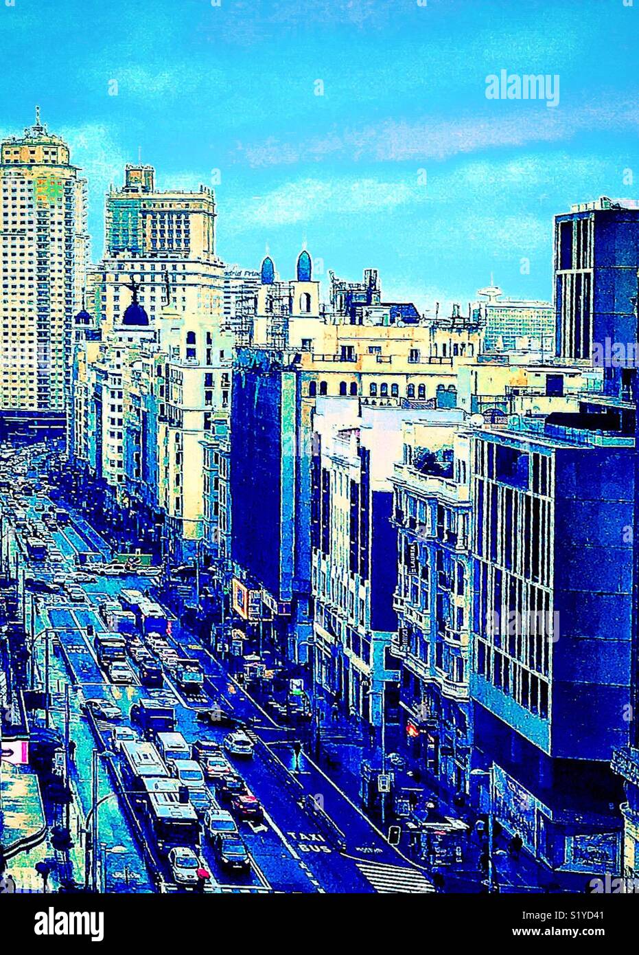 Gran Vía, Madrid, Spain - Smartphone Captured Stock Image