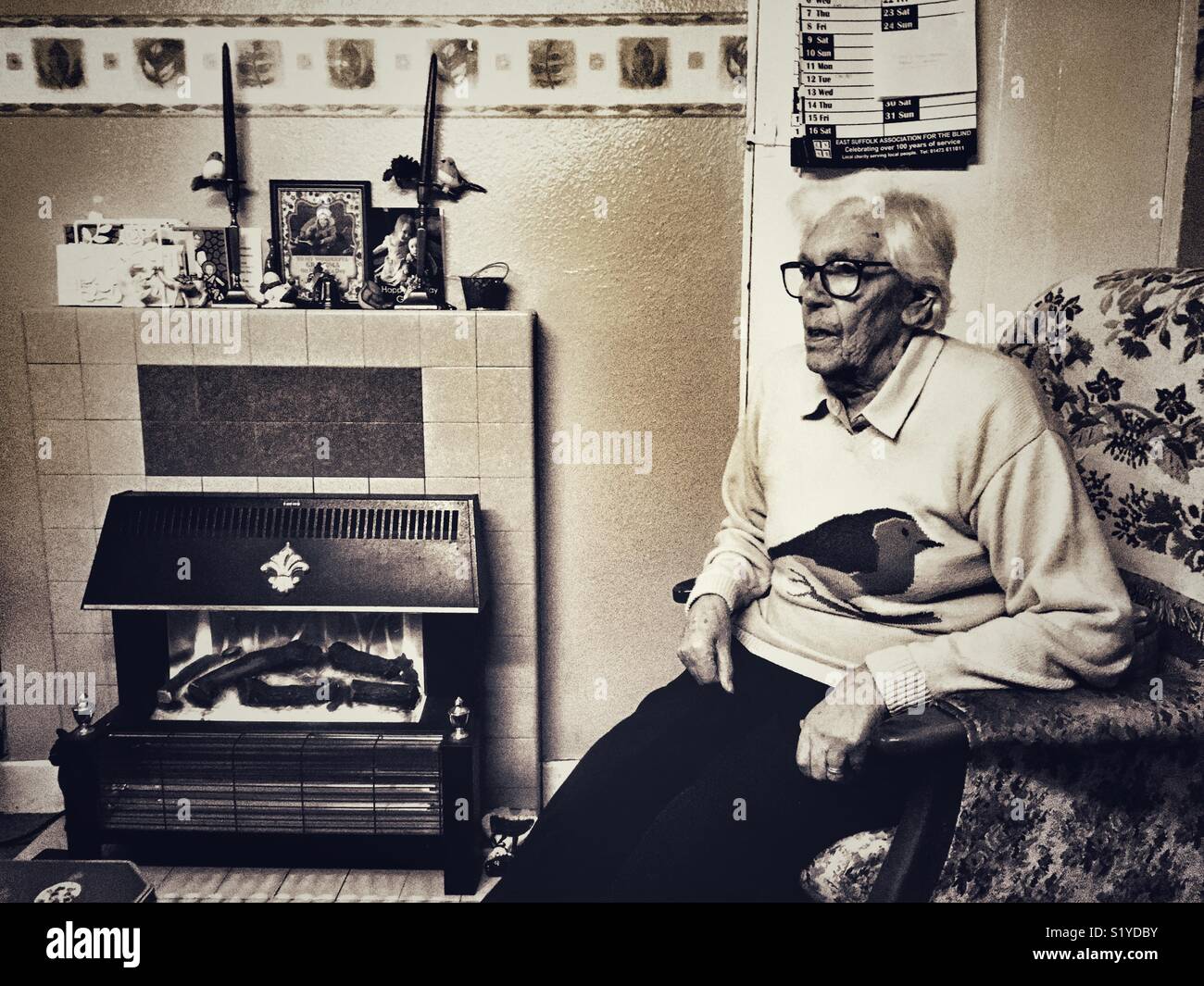 Old age pensioner December 2017 UK. - Smartphone Captured Stock Image