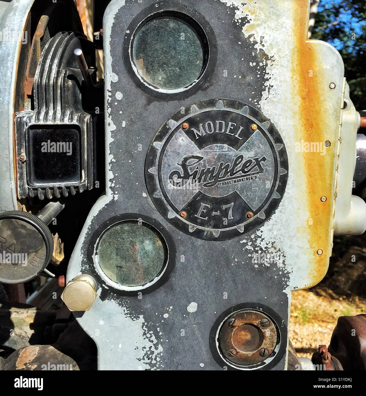 Part of vintage film projector outside in Jerome Arizona - Smartphone Captured Stock Image