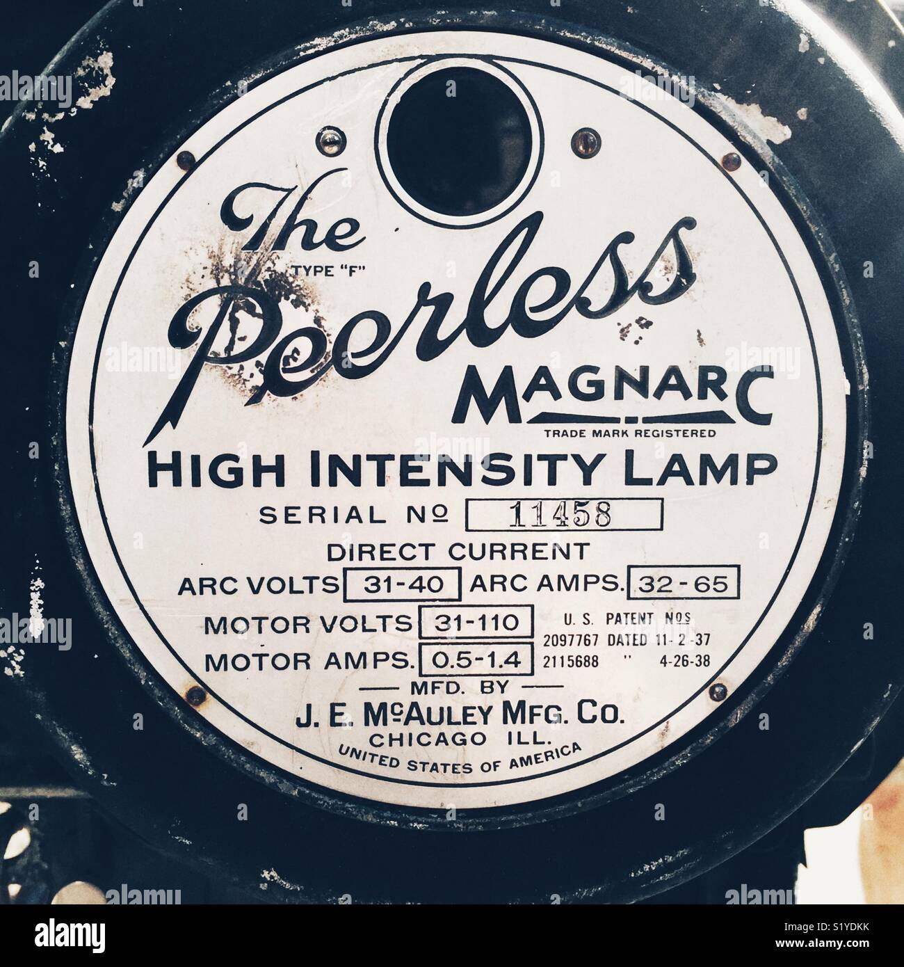 Part of vintage film projector outside in Jerome Arizona - Smartphone Captured Stock Image