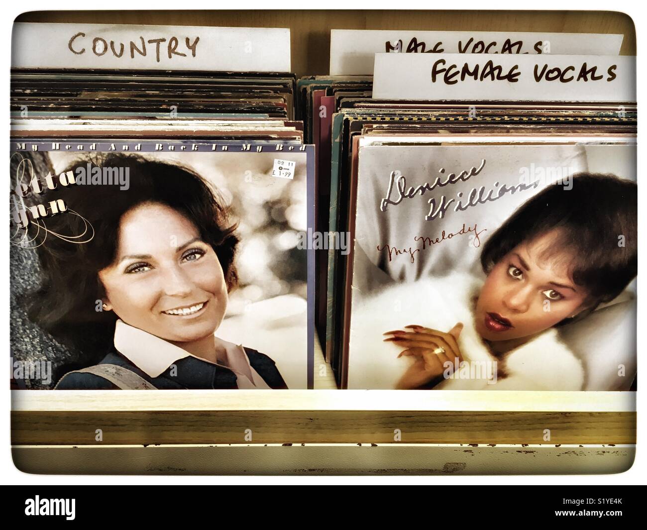 Vinyl records in charity shop - Smartphone Captured Stock Image