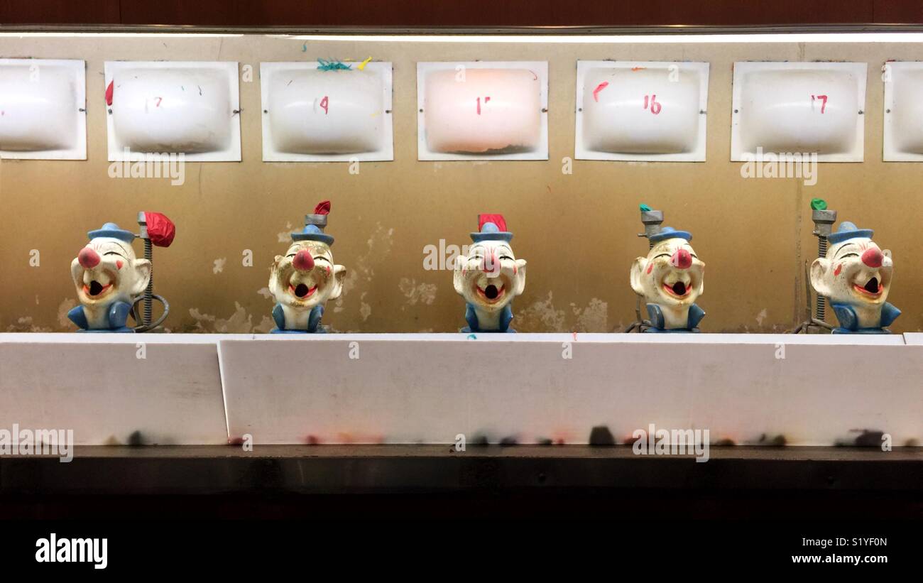 Clowns heads ready to be shot at in arcade in Las Vegas Stock Photo Alamy