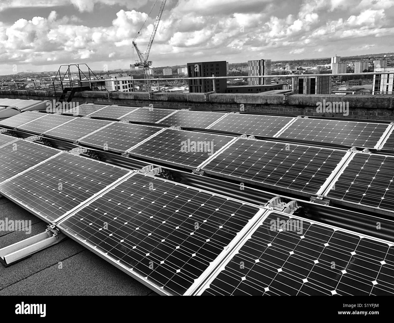 Solar pv roof Black and White Stock Photos & Images - Alamy