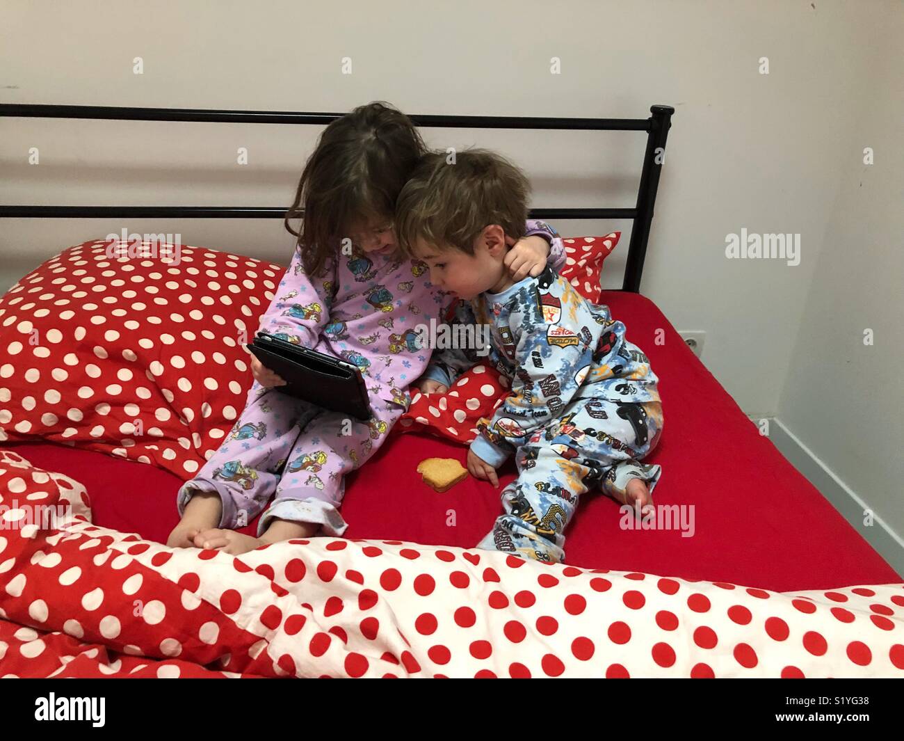 Children using digital tablet - Smartphone Captured Stock Image