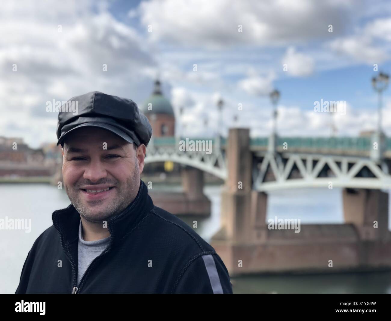 Portrait of Beautiful man smiling, Toulouse - Smartphone Captured Stock Image