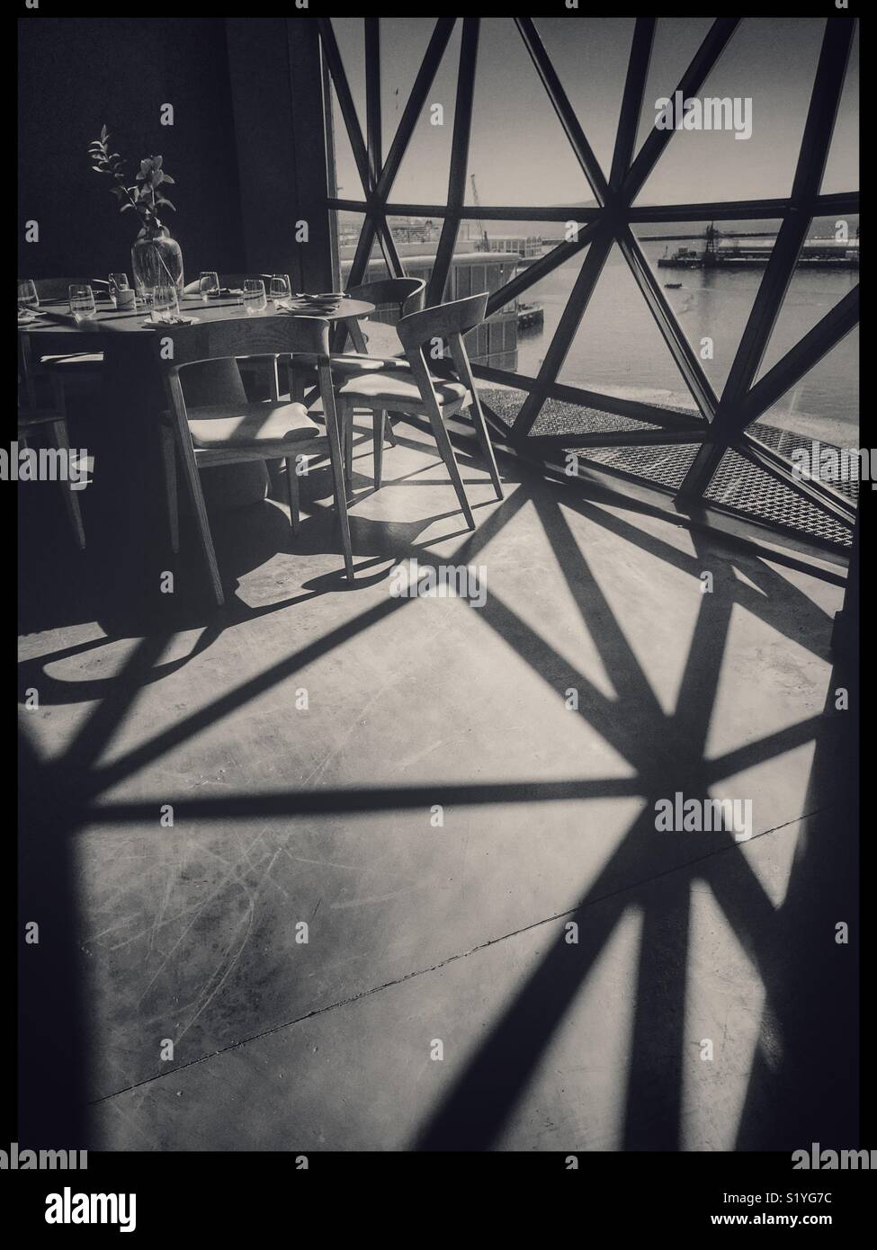 The newly opened Zeitz MOCAA Food restaurant and bar in the Zeitz Museum, Cape Town, South Africa with its iconic bubble windows. - Smartphone Captured Stock Image
