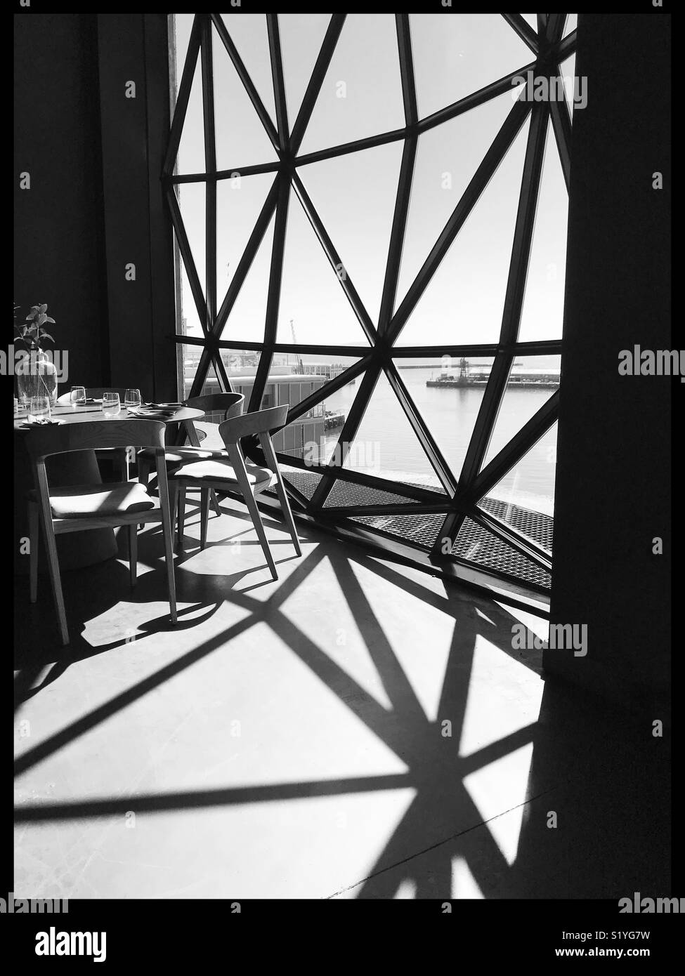 The newly opened Zeitz MOCAA Food restaurant and bar in the Zeitz Museum, Cape Town, South Africa with its iconic bubble windows. - Smartphone Captured Stock Image