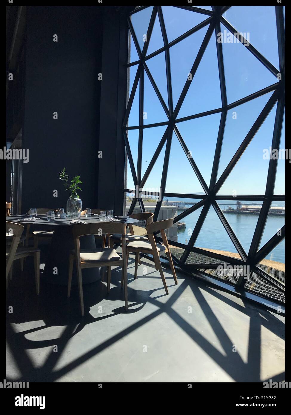 The newly opened Zeitz MOCAA Food restaurant and bar in the Zeitz Museum, Cape Town, South Africa with its iconic bubble windows. - Smartphone Captured Stock Image