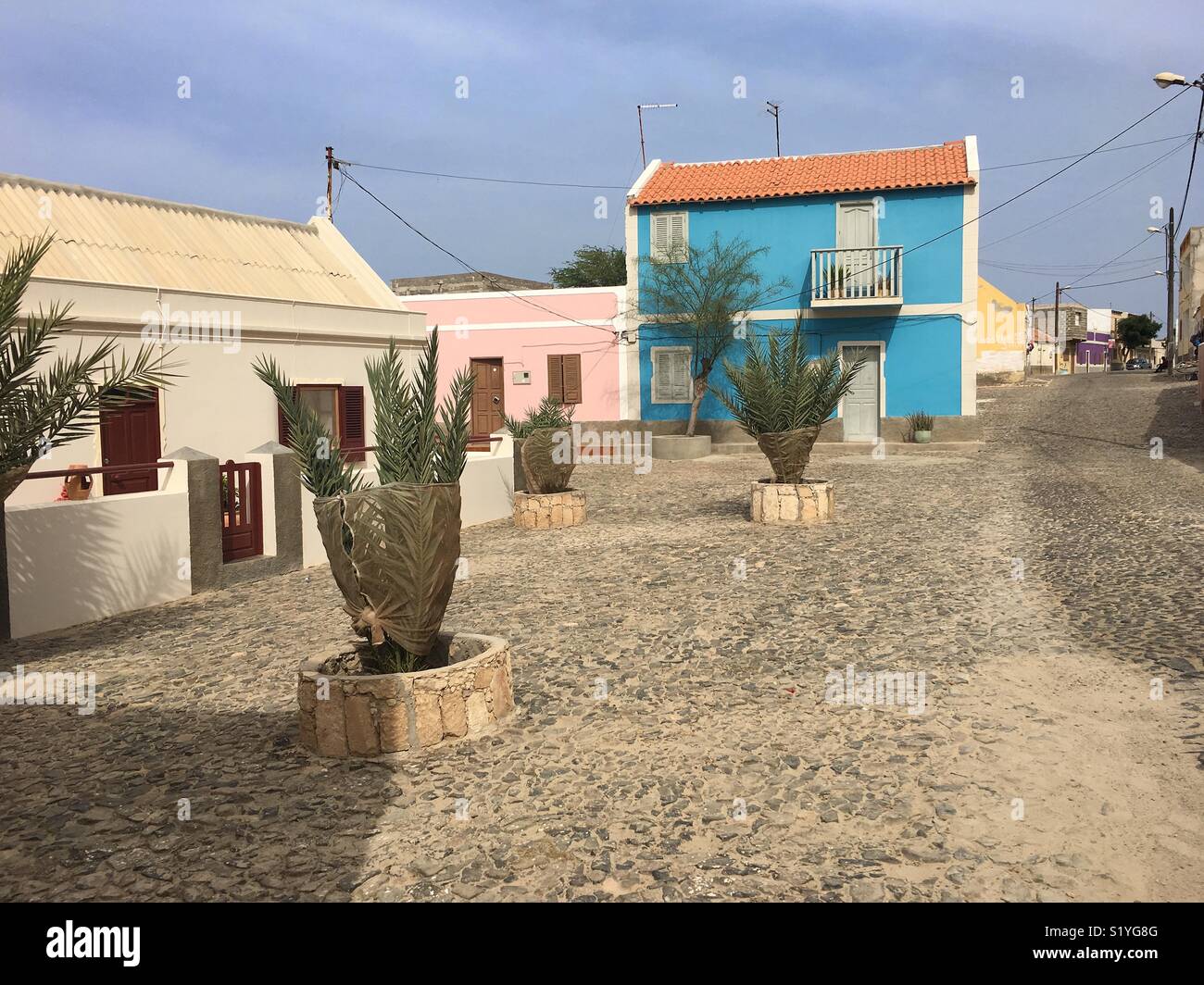 Rural town of Povoacao Velha, Boa Vista Island, Cape Verde Stock Photo