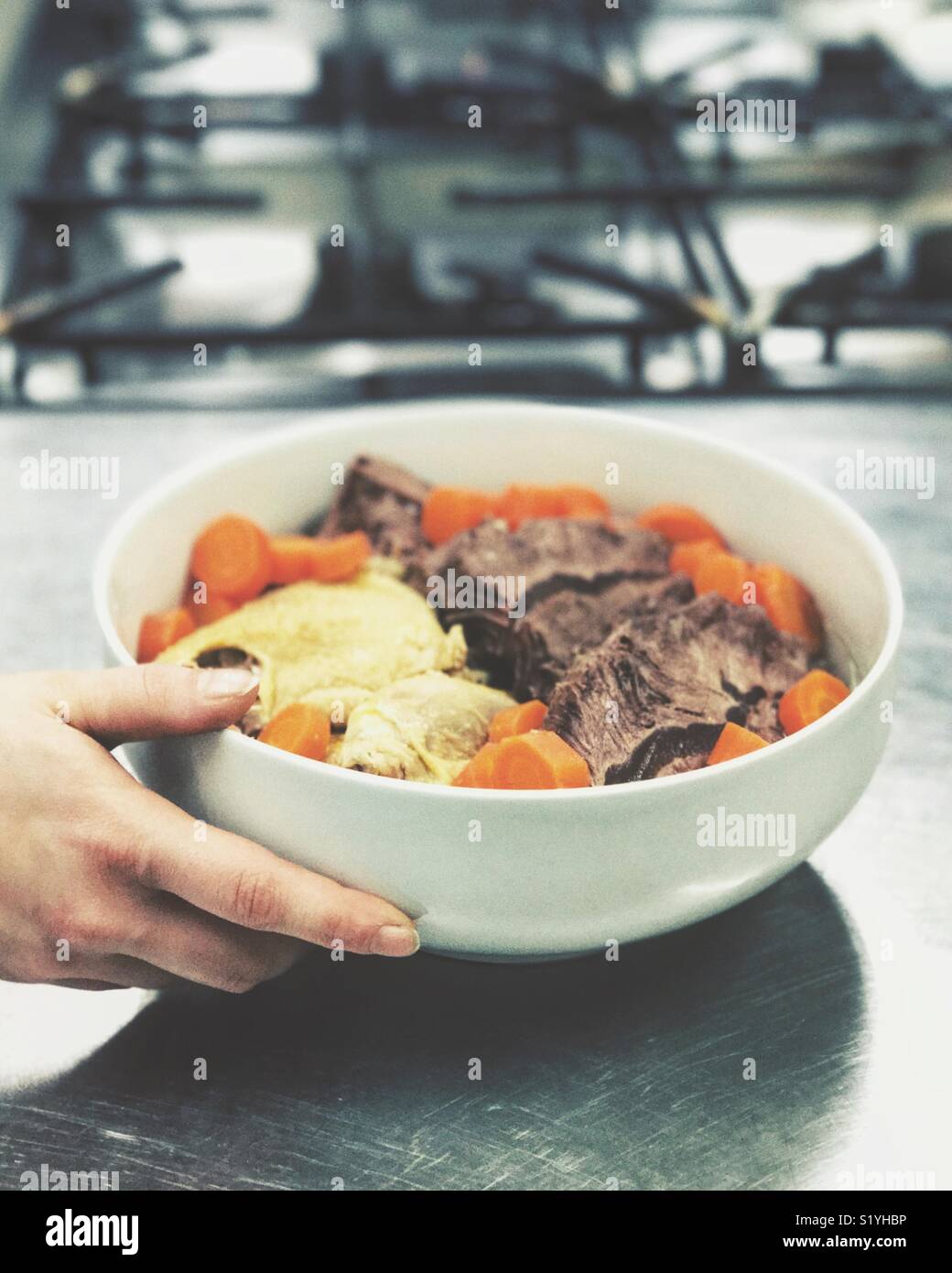 Boiled meat and vegetables - Smartphone Captured Stock Image