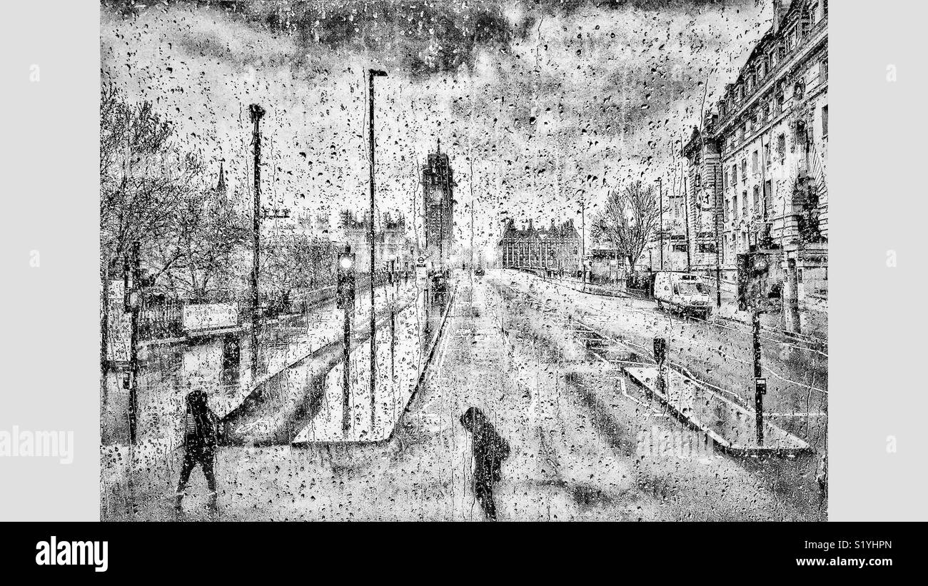 Rainy day in Westminster London - Smartphone Captured Stock Image