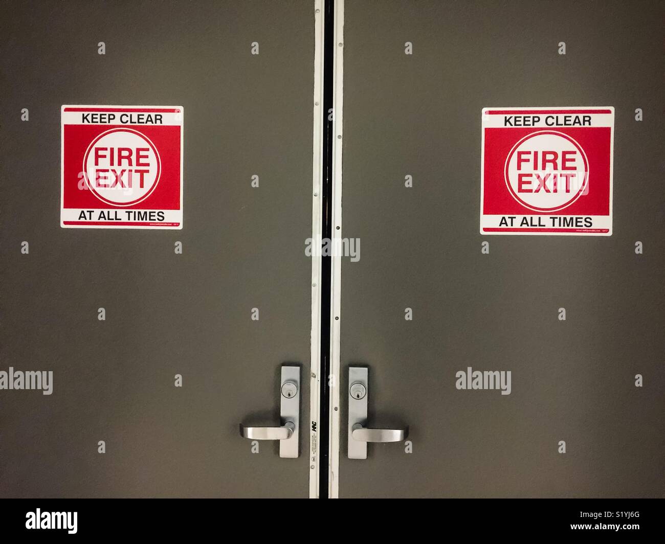 Double door fire exit Stock Photo