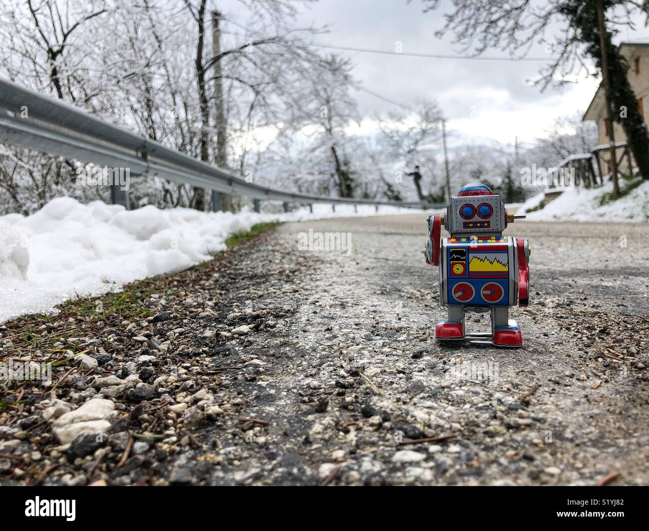 Robot on the road - Smartphone Captured Stock Image